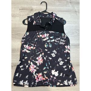 Womens Fila sport‎ polo tank black floral print size L